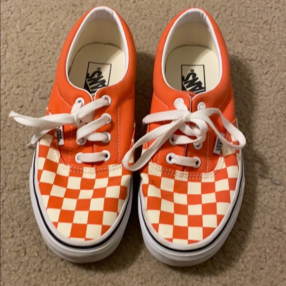 orange and white checkered vans